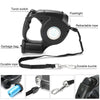 4.5M LED Flashlight Extendable Retractable Pet Dog Leash Lead with Garbage Bag